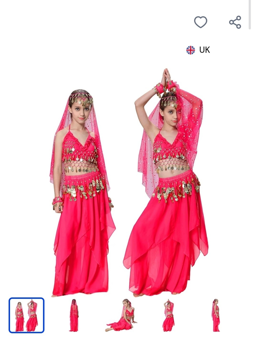 Pink Belly Dance Skirt Set with Coin Accents